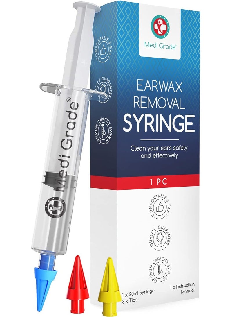 Medi Grade Ear Syringe Ear Wax Removal with 3 Quad-stream Tips - Water Irrigation Ear Cleaner Ear Wax Remover - Image 1
